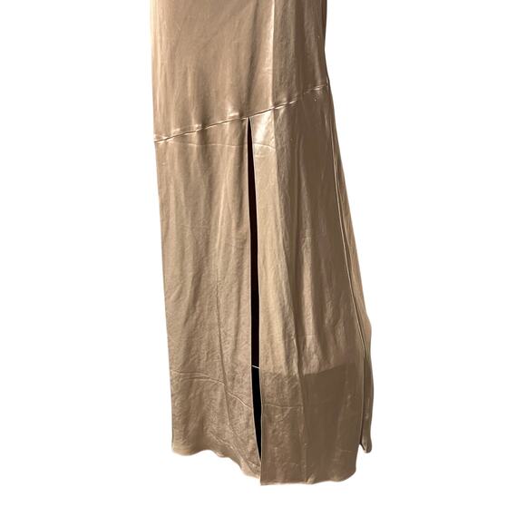 GENERATION LOVE WOMENS LARGE EVIE SATIN TERRACOTTA MAXI DRESS GOWN TINY FLAW - Picture 8 of 16